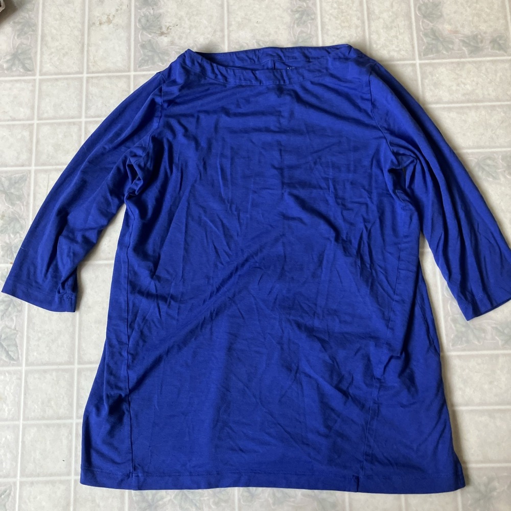 J. Jill 3/4 Sleeve Luxe Supima Cotton Crew Neck Tunic Top sz Small Royal Blue
